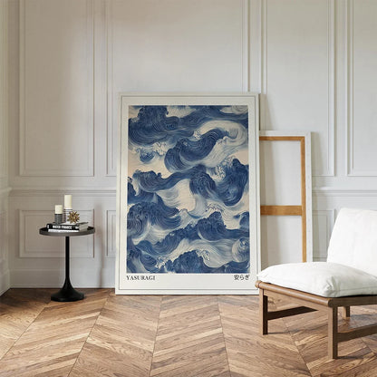 Japanese Retro Blue Wave Canvas