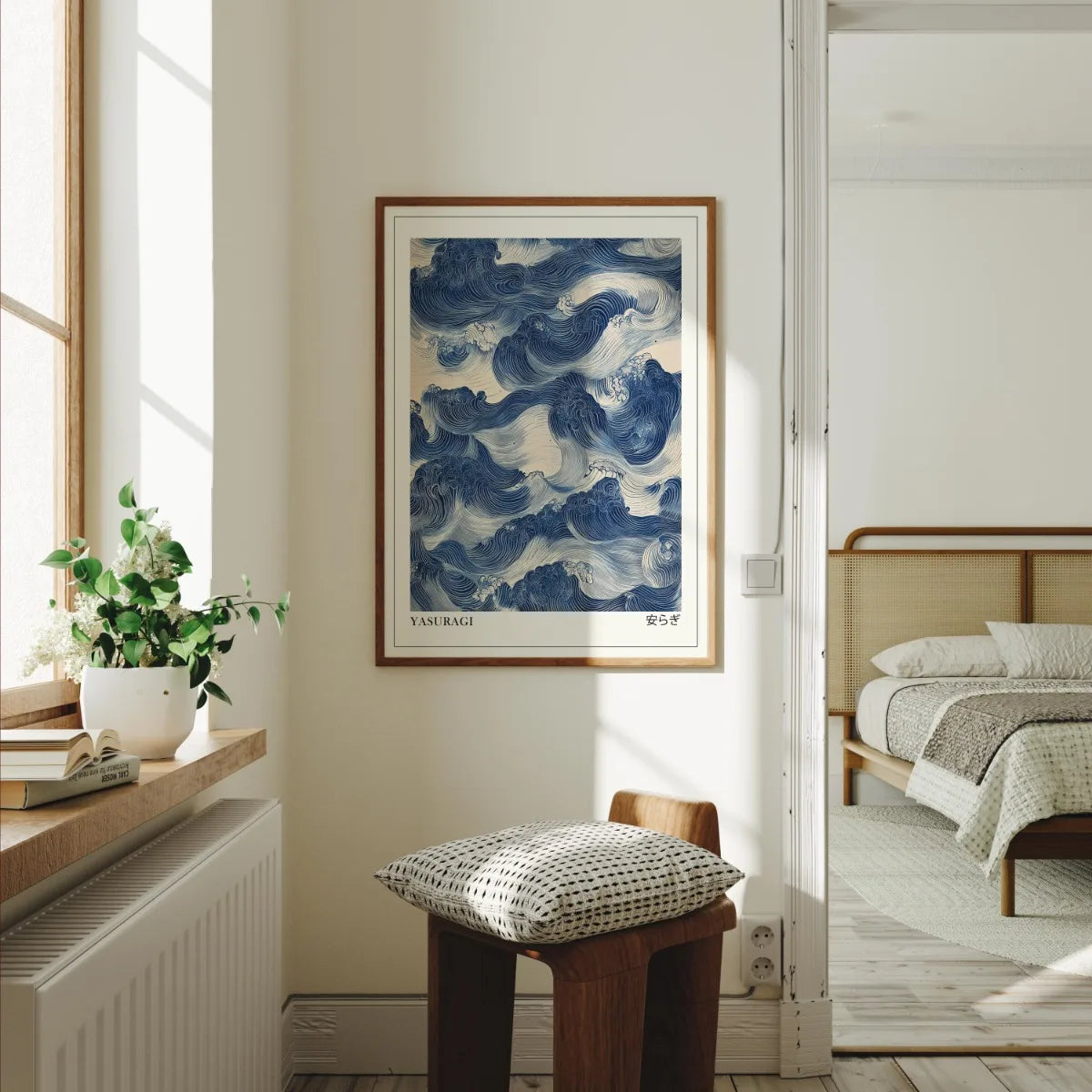 Japanese Retro Blue Wave Canvas